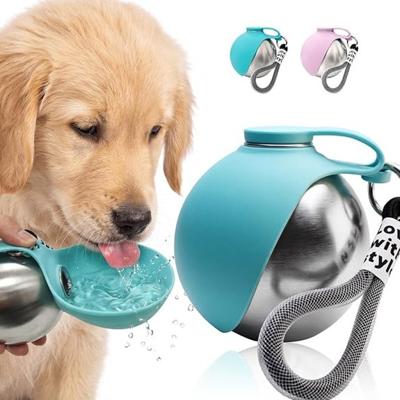 Portable 10oz Stainless Steel Dog Water Bottle Bowl