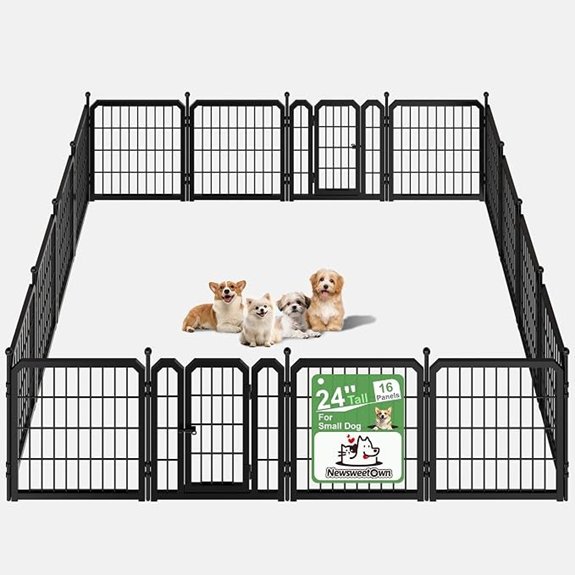 Outdoor Dog Playpen 24 Inch 16 Panels Pet Fence Black