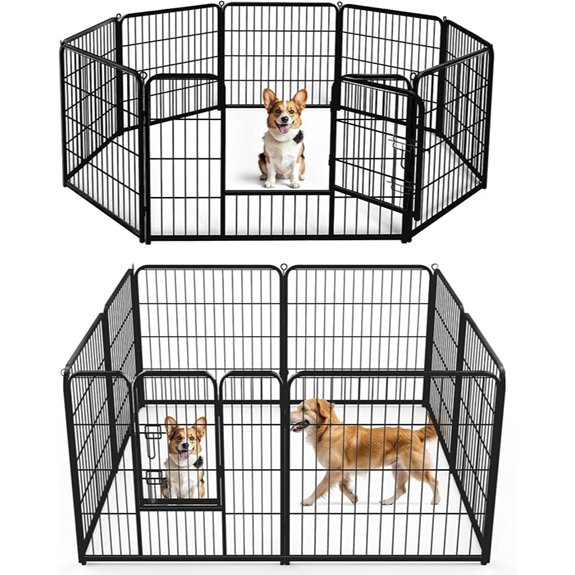 DUMOS Dog Playpen 32 Inch 8 Panels Indoor Outdoor Metal Pet Fence