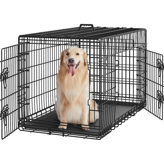 Yaheetech 42inch Double Door Dog Crate w/Divider Collapsible Metal Kennel