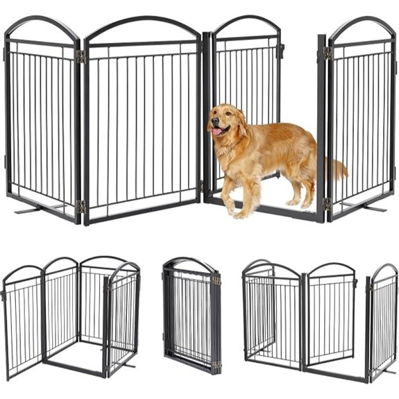 Full Metal Free Standing Dog Gate - 96 Wide 32 Tall (4 Panels Black)