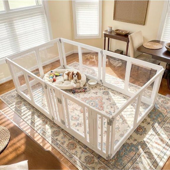 Clear Acrylic Dog Playpen Indoor Easy Assemble 2-Door Lock (69.3x 35)
