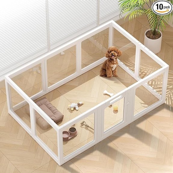 Clear Acrylic Dog Playpen Indoor Pet Pen 24 H White 10 Panels