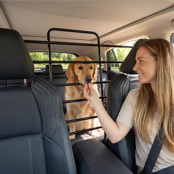 Dog Car Barrier,45–63 Width Adjustable with 5 Hooks