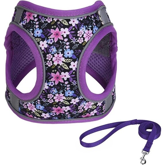 Step in Dog Harness No Pull Flower Adjustable Soft Mesh Harness