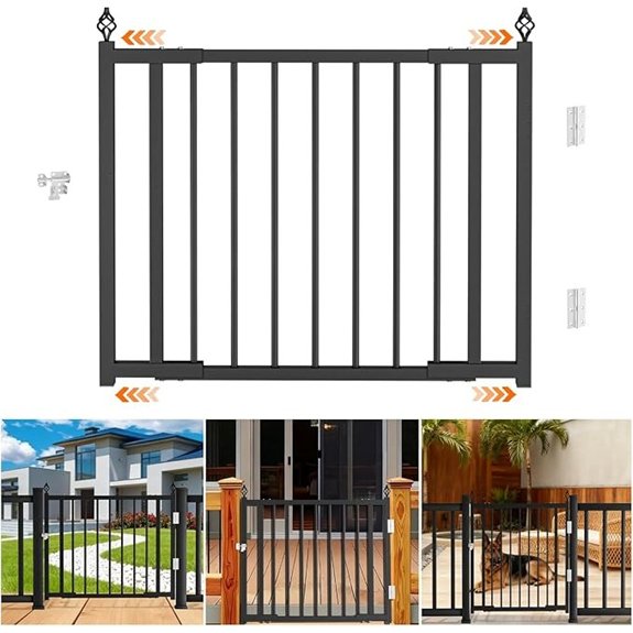 Heavy-Duty Adjustable Deck Fence Gate with Latch and Auto-Closing Hinge