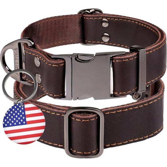 ADITYNA Leather Dog Collar for Medium & Large Dogs Adjustable 15-21 Neck