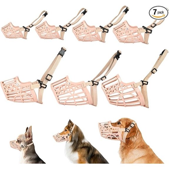 7pc Adjustable Plastic Dog Muzzle Set