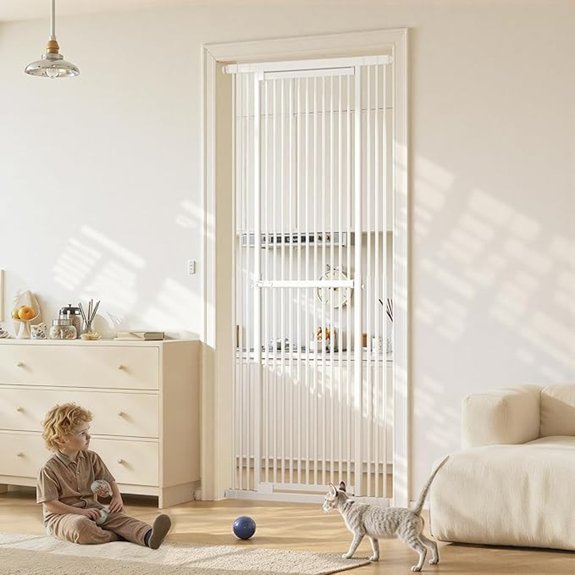 Extra Tall Cat Gate 51-87 Height Adjustable Pressure Mounted 4 Extensions