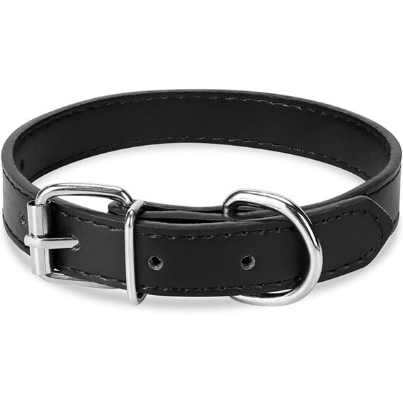 Black Leather Dog Collar – Adjustable Wide (0.95)