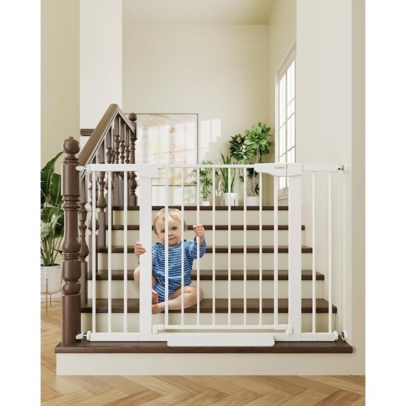 Cumbor 30-46 Baby Gate for Stairs Auto Close Dog Gate for Doorways White