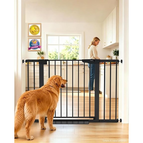 Cumbor 30-46 Baby Gate for Stairs Auto Close Dog Gate for the House Black