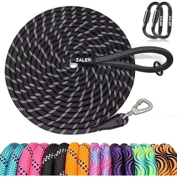 ZALER Long Dog Leash 50ft Reflective Training Lead (Black)