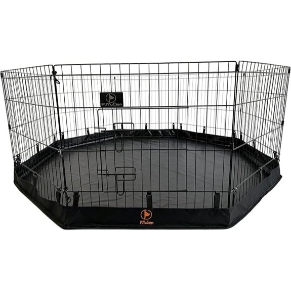 PJYuCien Puppy Playpen with Bottom Pad and Door 8 Panels 24 H Black