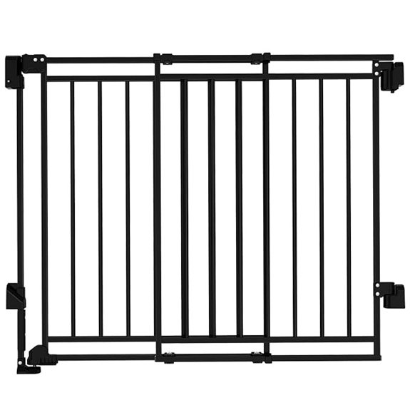 Baby Gate with No Bottom Bar Black Auto‑Close One‑Hand Operated Drill‑Mount 29 H × 26.4‑43 W Two‑Way Swing for Stairs & Doorways
