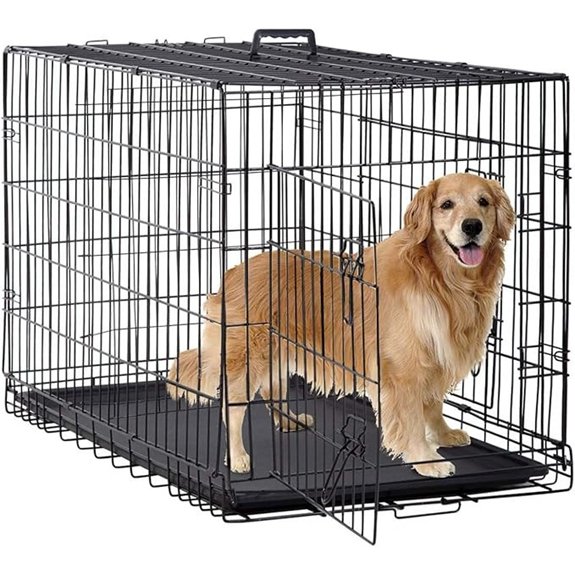 BestPet | Dog Crate | 48 | Black | Foldable Metal Kennel with Double Doors