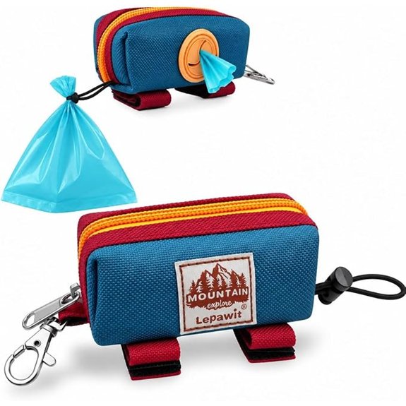 Dog Poop Bag Holder for Leash Large-Capacity Canvas Pouch Blue
