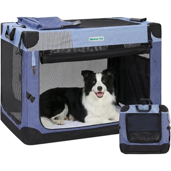 Gardner Collapsible Dog Crate 36 Portable 3-Door Blue
