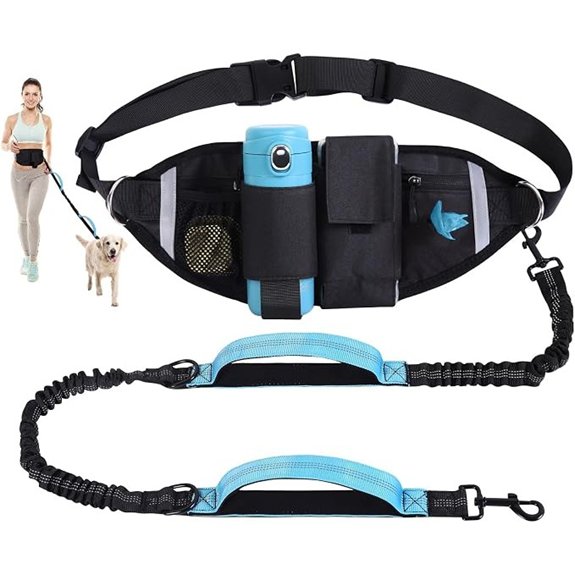 Hands Free Dog Leash Waist Leash for Dog Walking Running Jogging (Blue)