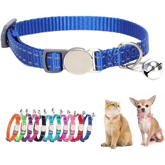 Breakaway Small Dog Collar with Bell Boy Puppy Collar with Bells Blue