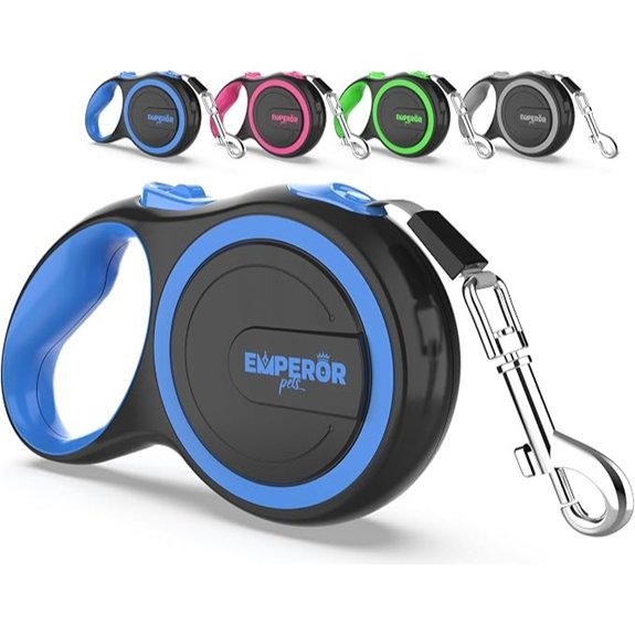 EMPEROR PETS 26.1 ft Retractable Dog Leash for Dogs 10-110 lbs Blue
