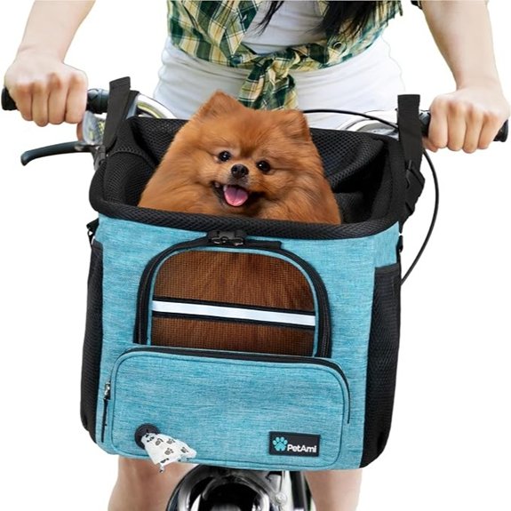 PetAmi Dog Bike Basket Soft-Sided Ventilated Pet Carrier Backpack Blue