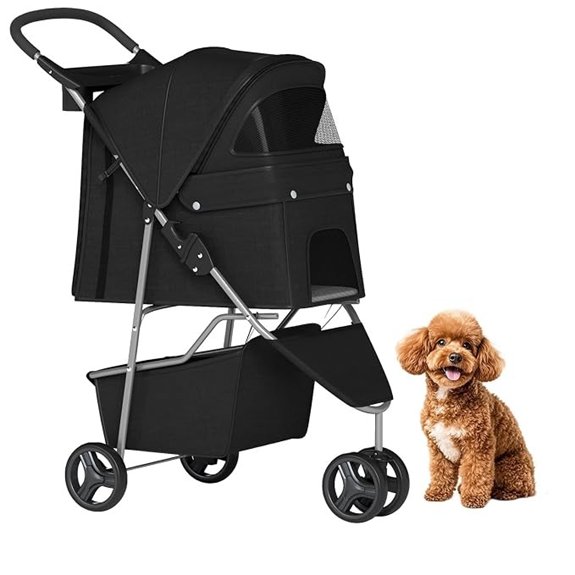 BestPet 3-Wheel Pet Stroller – Breathable Waterproof Foldable