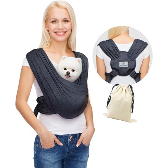 AnccoPlus Small Dog Sling Carrier Hands-Free Charcoal Black Regular