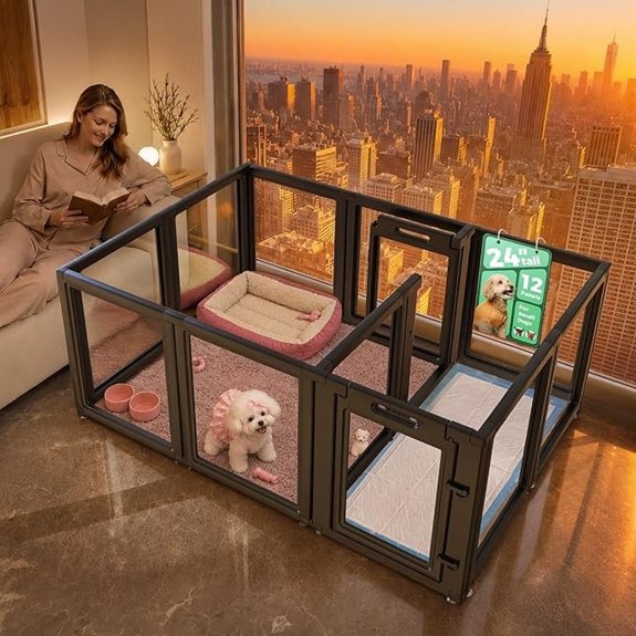FXW AuraSpace Clear Acrylic Indoor Dog Playpen 24 H 12 Panels Black