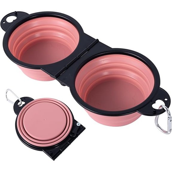 SLSON Collapsible Dog Dual Bowls Reinforced Rim 180 Degrees Flip Over Bowl