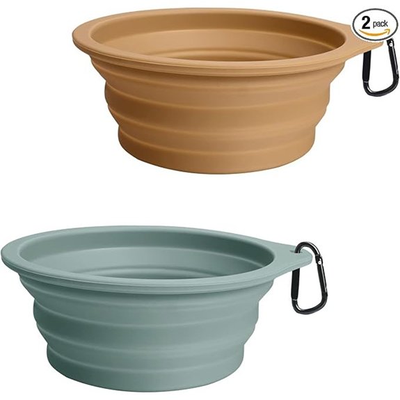 PetBonus Collapsible Dog Bowls 2‑Pack (Turquoise Tan)
