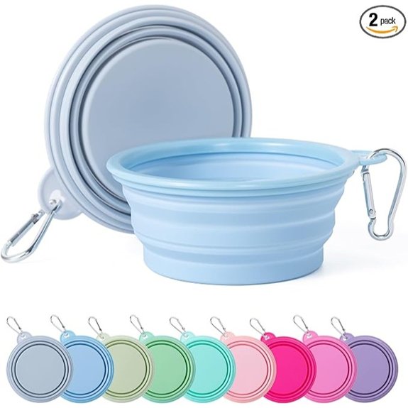 SLSON Collapsible Dog Bowl Silicone 2Pack Macaron Color Pet Travel Bowls