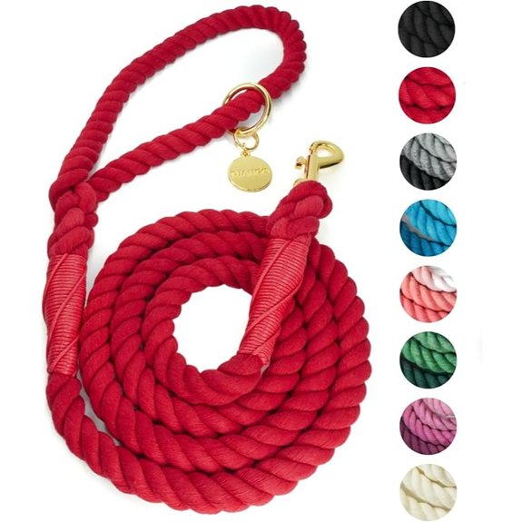 DJANGO Rope Dog Leash 5FT - Soft Cotton Grip Handcrafted - Crimson Red