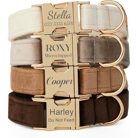 Personalized Velvet Dog Collar with Name & Number Style-B
