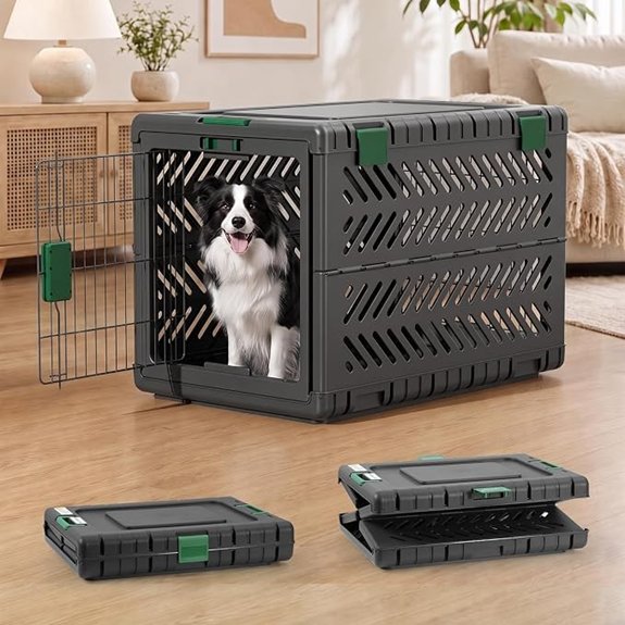 36 Collapsible Travel Dog Crate with Wheels Dark Grey