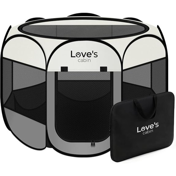Love's Cabin Portable Pet Playpen with Carry Case Grey