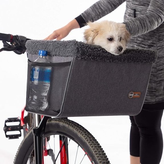 K&H Dog Bike Basket Travel Bicycle Basket for Pets Front Mount 16x12x10