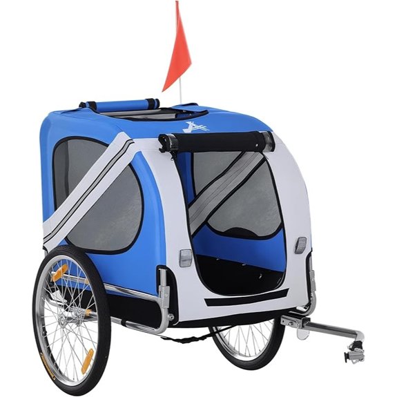 Aosom Dog Bike Trailer Easy Folding Cart Frame 20 Wheels