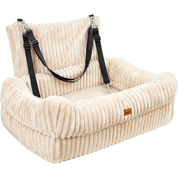 Pawaboo Dog Car Seat Bed Memory Foam Booster for Medium/Large Dogs Beige