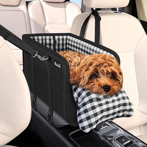 SlowTon Console Dog Car Seat Dog Booster Seat for Small Dogs Under 11lbs