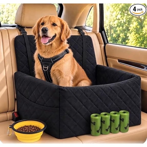Dog Car Seat with Booster Bowl & Bag Rolls