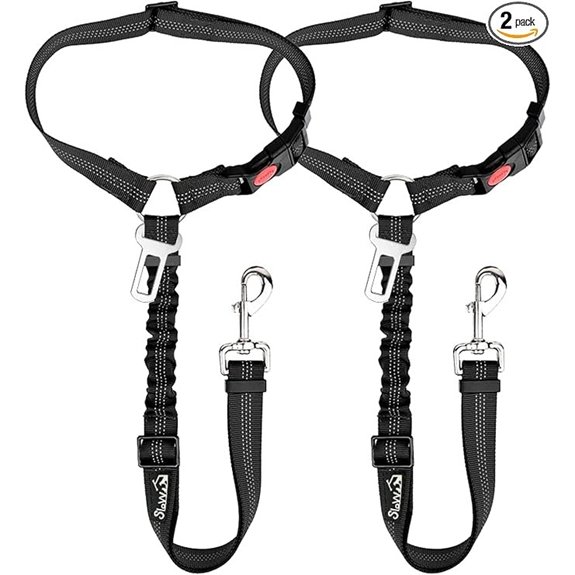 SlowTon Dog Seat Belt for Car 2 Pack Dog Car Harness Seatbelt with Bungee