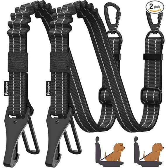 Pawaboo 2Pack Dog Car Seatbelt 3-in-1 Dog Tether with Buckle & Hook Latch