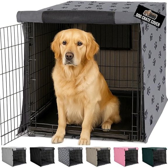 GORILLA GRIP Dog Crate Covers Wire Kennel Topper 42 in Gray Black Paw