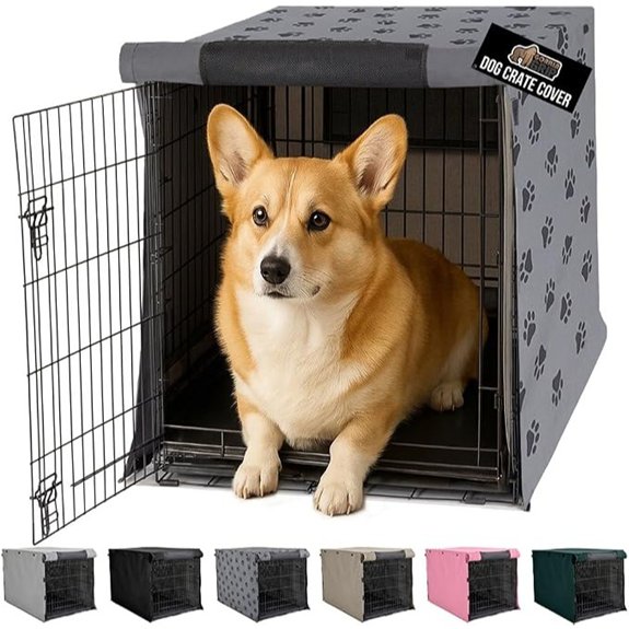 GORILLA GRIP Dog Crate Covers Wire Kennel Topper 30 in Gray Black Paw