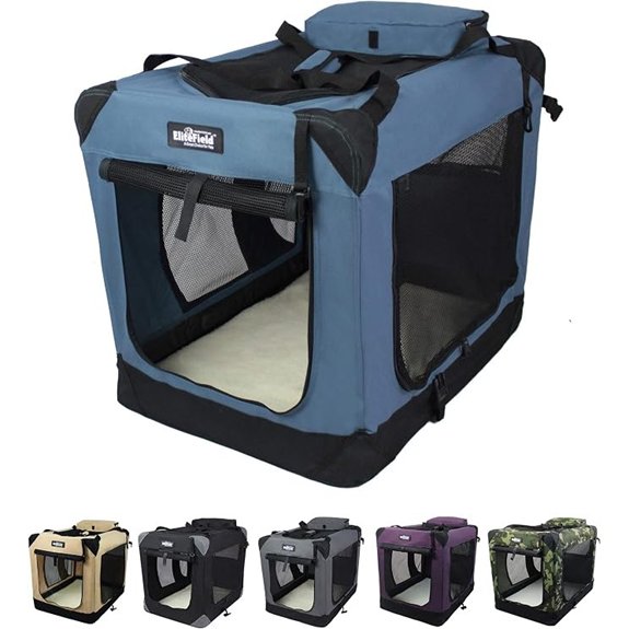 EliteField 3-Door Soft Dog Crate with Bed & Carrying Bag (2-Year Warranty)