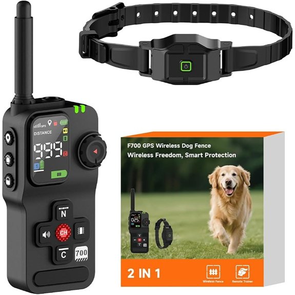 2-in-1 GPS Wireless Dog Fence & Training Collar System for Dogs 20+ lbs