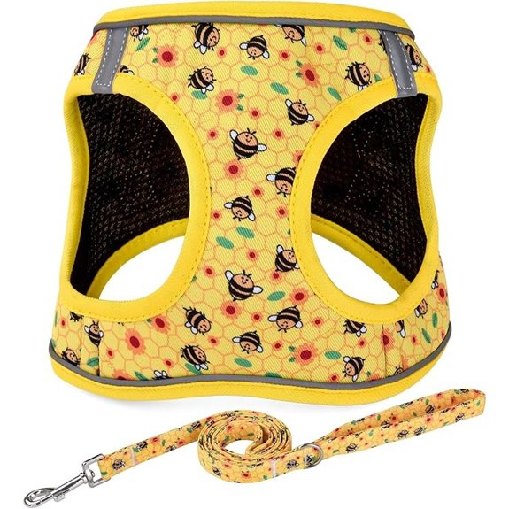 Mihqy Step in Dog Harness and Leash Set Soft Breathable Mesh Bee,S