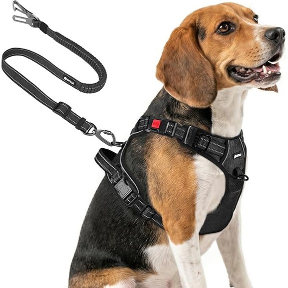 Joytale No Pull Dog Harness & Seat Belt Easy On 3-Buckle M Black