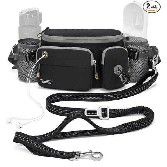 TUDEQU 4-in-1 Hands Free Dog Leash with Large Fanny Pack for Large Dogs